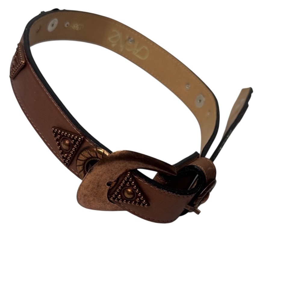 Cache Tan Leather Belt with Embellished Buckle